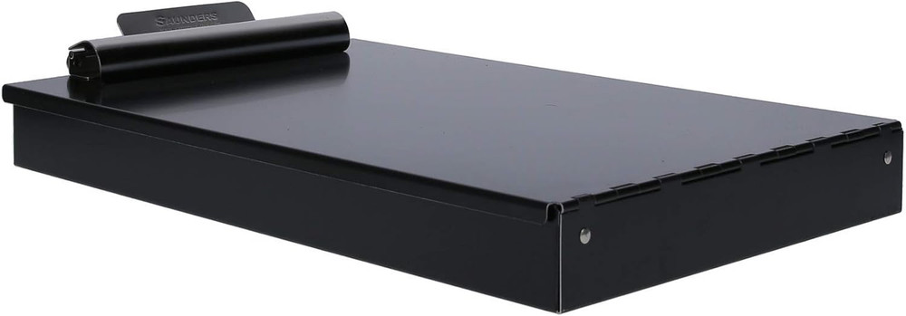 Durable Metal Clipboard with Storage Compartment, Letter Size, Black