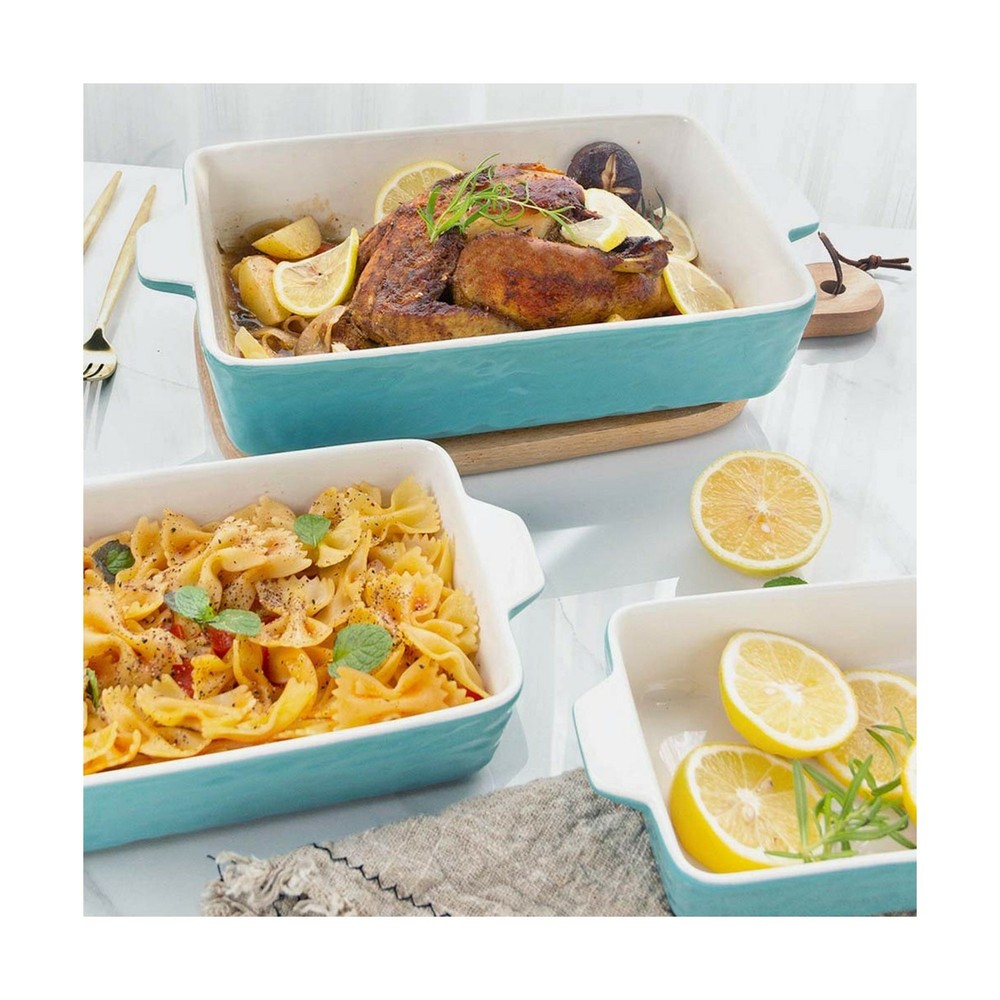 Bakeware Set, Krokori Rectangular Baking Pan Ceramic Glaze Baking Dish for Co...