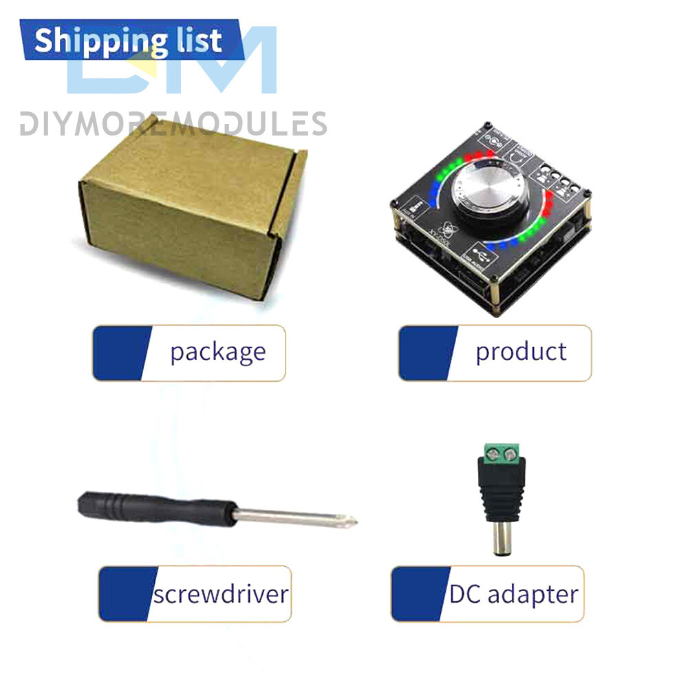 Bluetooth 5.1 D50L Stereo Digital Power Audio Amplifier Board+Light APP Control