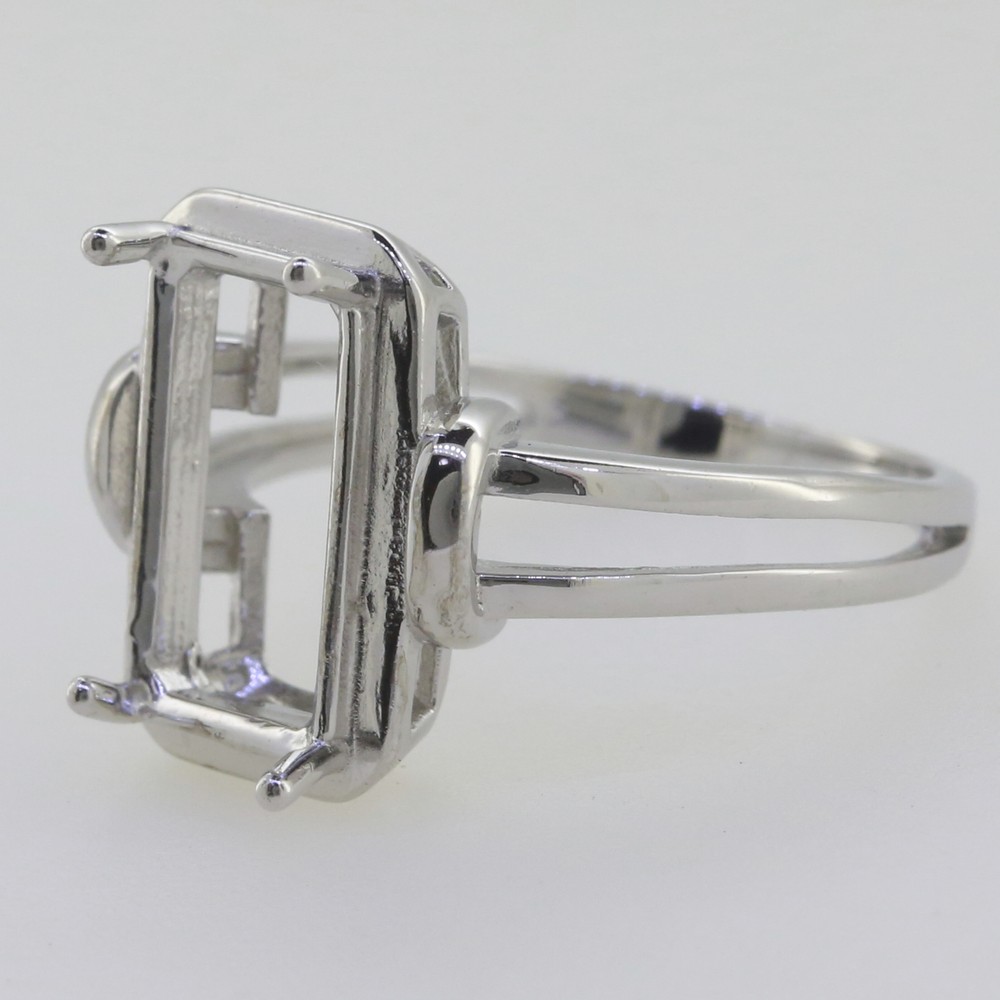 Vintage Style Sterling Silver Semi Mount Ring Setting Emerald OCT 12x8mm
