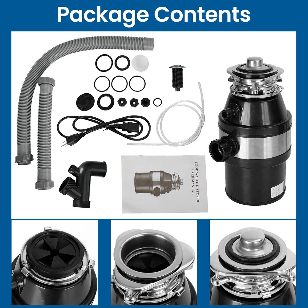 NTUD 3/4 HP Continuous Feed Garbage Disposal With Cord, Anti-Jam & Compact US