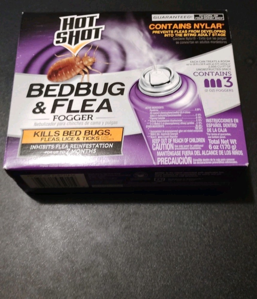 HOT SHOT Bedbug & Flea Fogger 3 count 2 oz Cans (3 Count) NEW