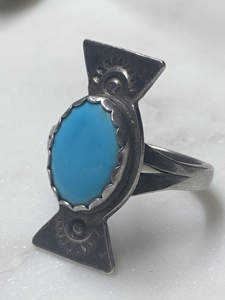 Sterling Silver Navajo Turquoise Ring Size 8