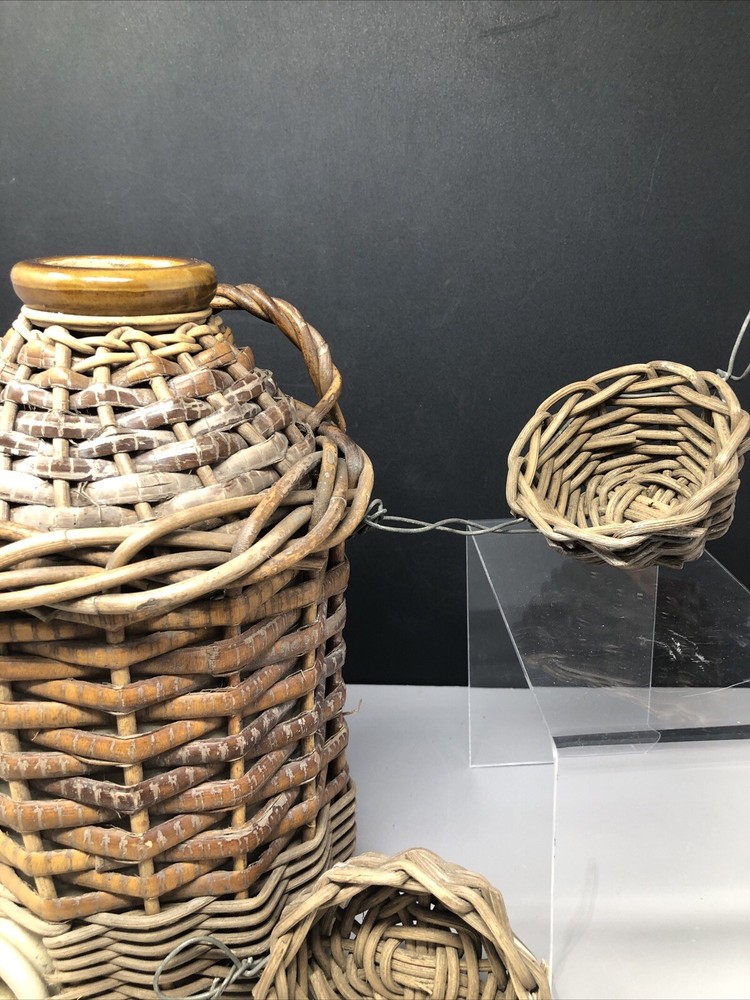 wicker Covered Stoneware Cider Flagon #619