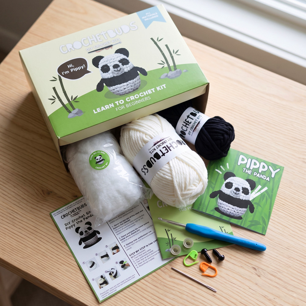 DIY Panda Crochet Kit | Easy Craft Starter Set with Hook & Instructions