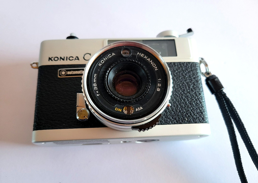 Camera: Konica C35 Automatic, Vintage, Case, Flash & Case, Manual