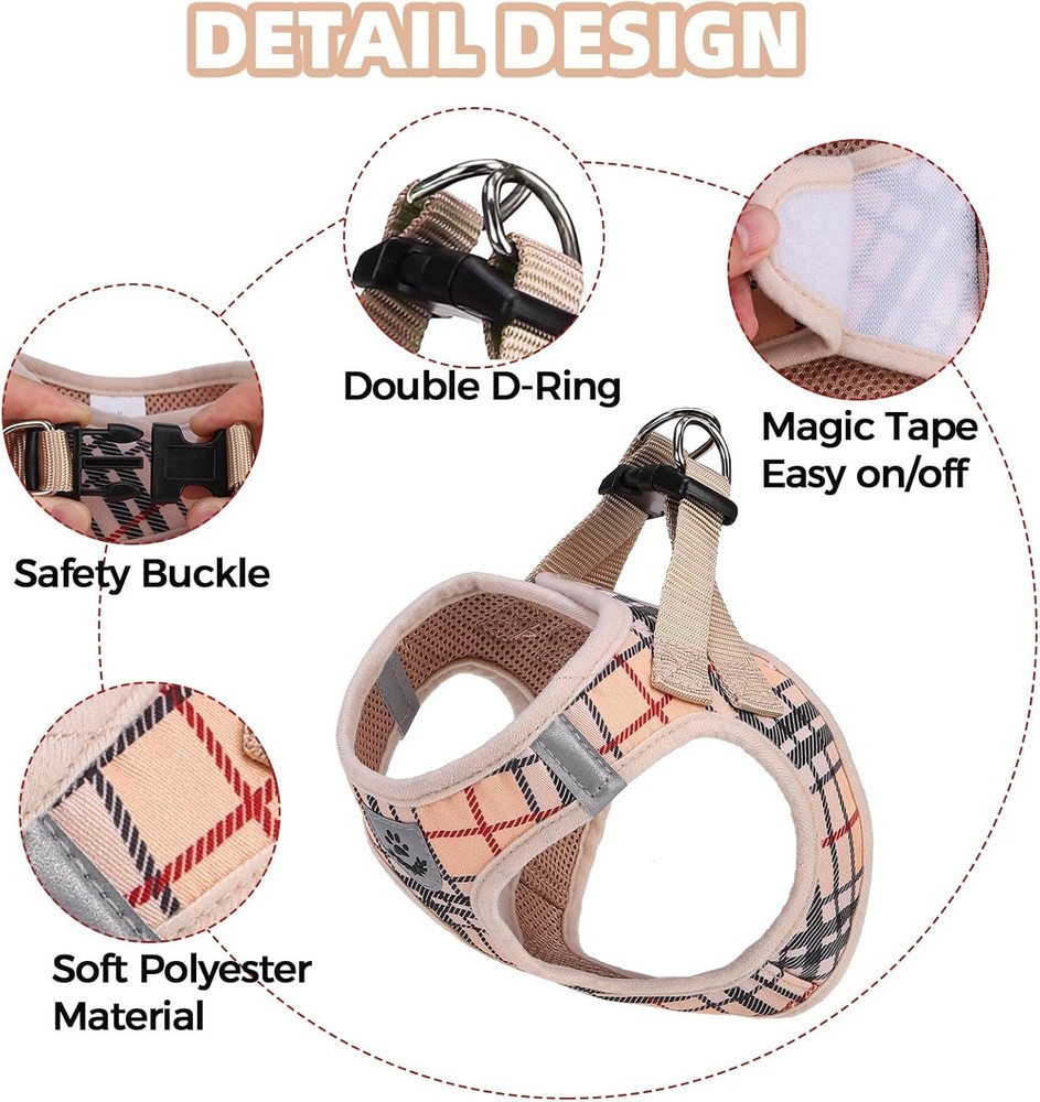 Dog Harness & Leash Set Step in No Pull Soft Pet Harness Reflective Adjustable
