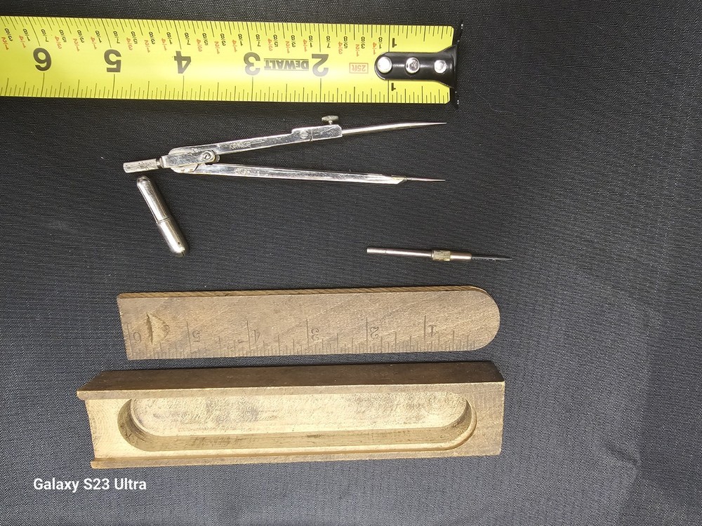 Vintage German Drawing Drafting Compass Set + Wood Case