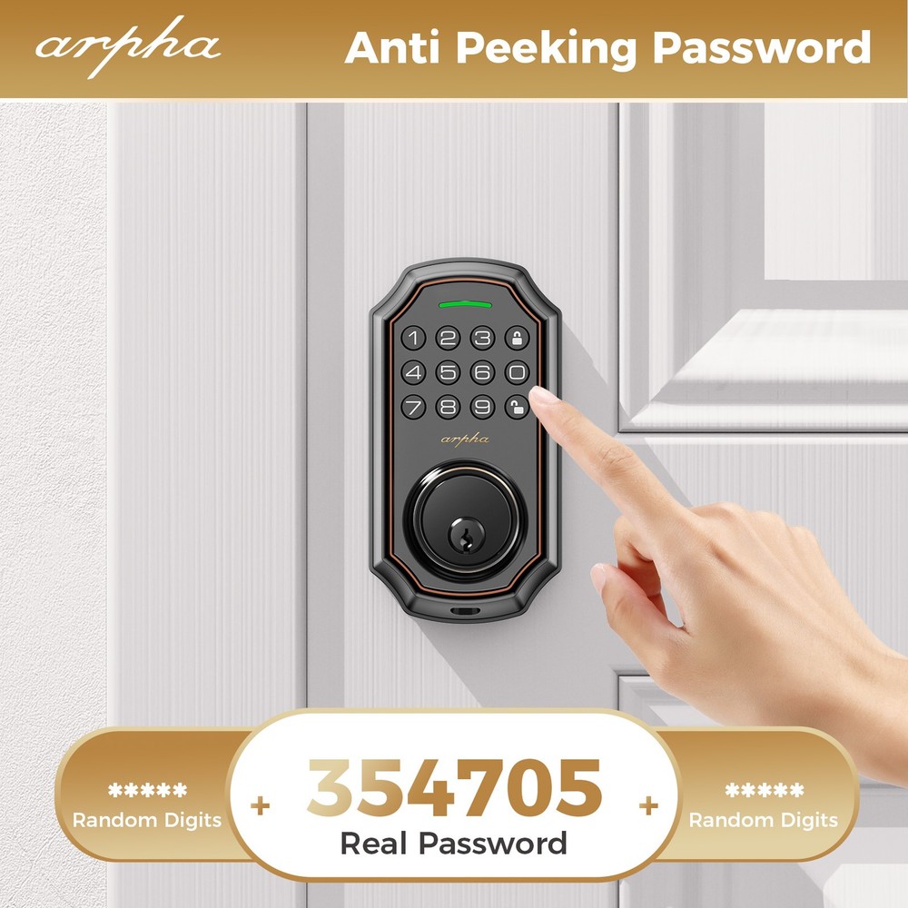 Keyless Entry Smart 100Code Door Lock Anti-Peeping Password Keypad Auto Deadbolt