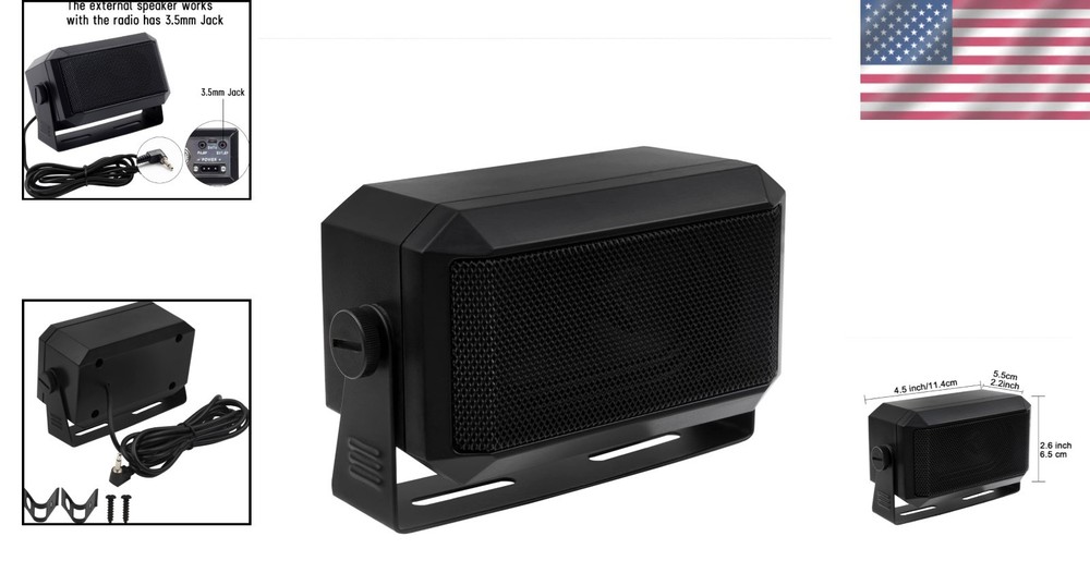 Rectangular 3.5mm Plug 5W External Speaker/CB Speaker for Ham Radio, CB and S