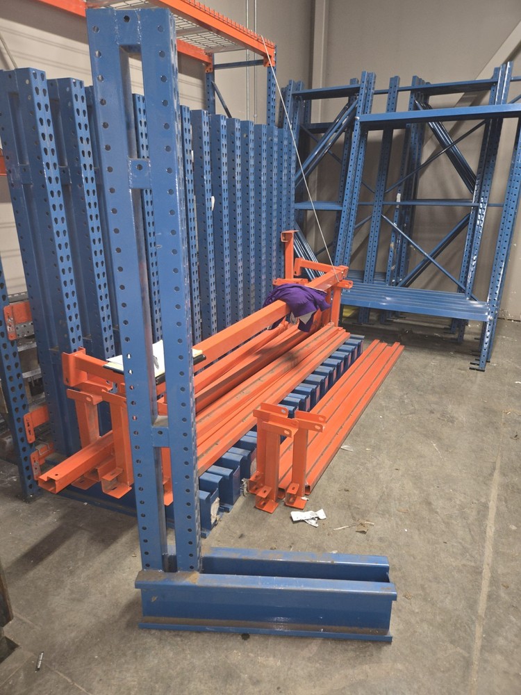 Cantilever Racking with Wire Decking, Orange and Blue