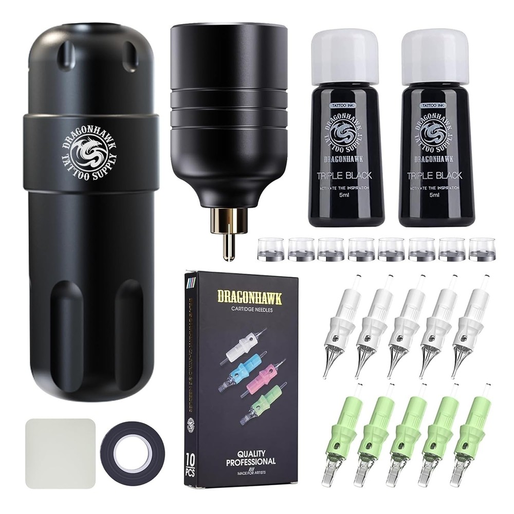Wireless Tattoo Machine Kit with Ergonomic Design and Safety Inks for Beginners