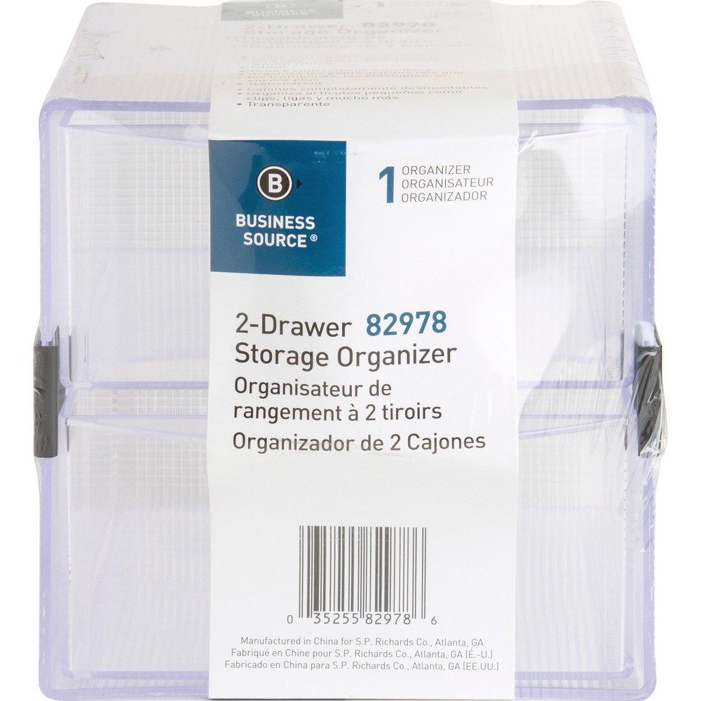 Business Source 2-drawer Storage Organizer 1 Each Clear