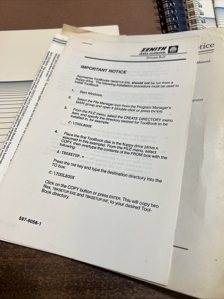 Zenith Z-386 Manual Guide Toolbox Data Systems Ms-dos Shell Lot 1990