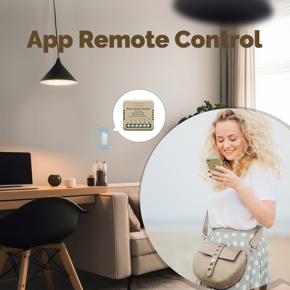 MOES WiFi Mini Smart Wall Light Dimmer Switch Module 3Way Alexa Google APP Timer