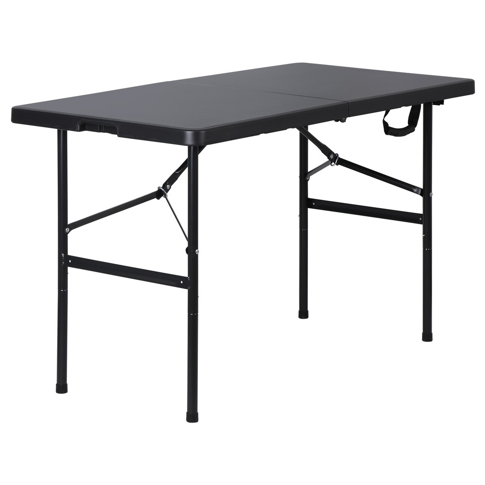 2PCS Folding Table 4FT Fold-in-Half Utility Dining Table for Camping w/ Handle