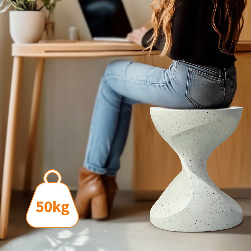 Hourglass Shaped Lightweight Concrete Sofa Side Table Bedside Table Nightstand