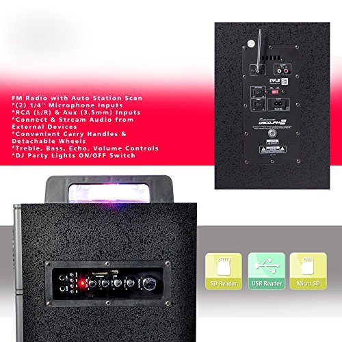 Pyle PSUFM1043BT Bluetooth PA Loudspeaker Karaoke System, Wireless Mic