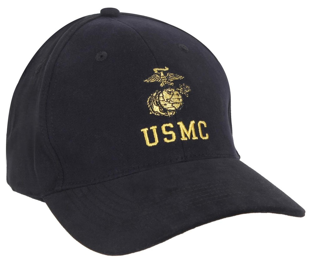Rothco USMC Cap with Eagle, Globe & Anchor Insignia - One Size, Black
