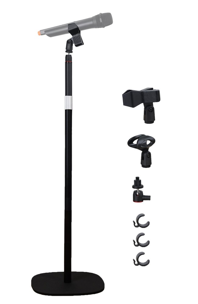 Mic Stand Floor Microphone Stand with Heavy Weighted Base, Adjustable Height ...