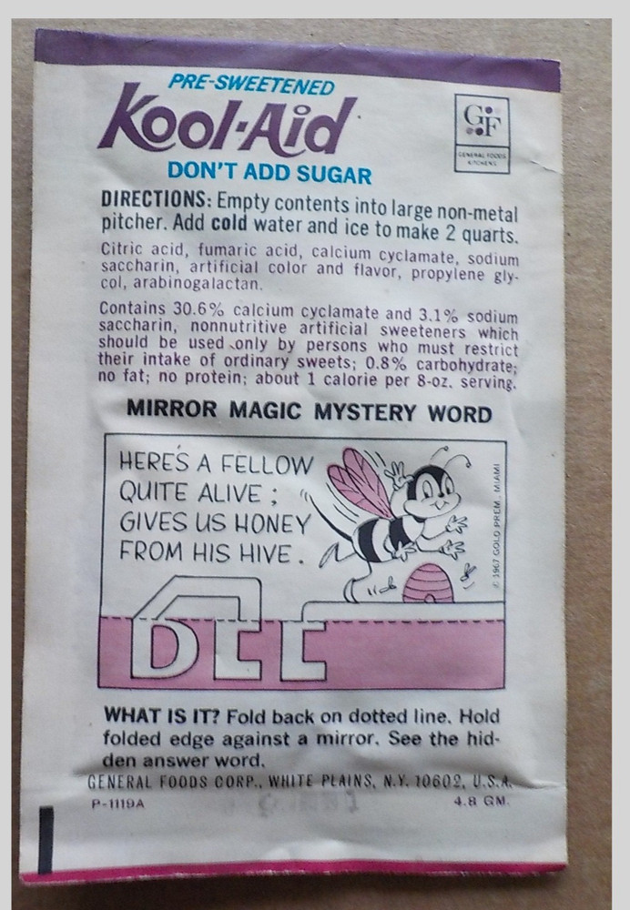 1960's Bugs Bunny Kool-Aid Raspberry unopened 10 cent pack with Banned Cyclamate