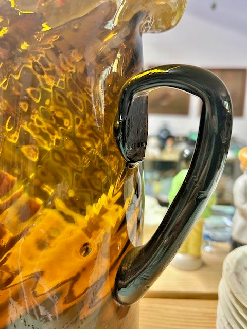 MCM hand-blown amber glass pitcher