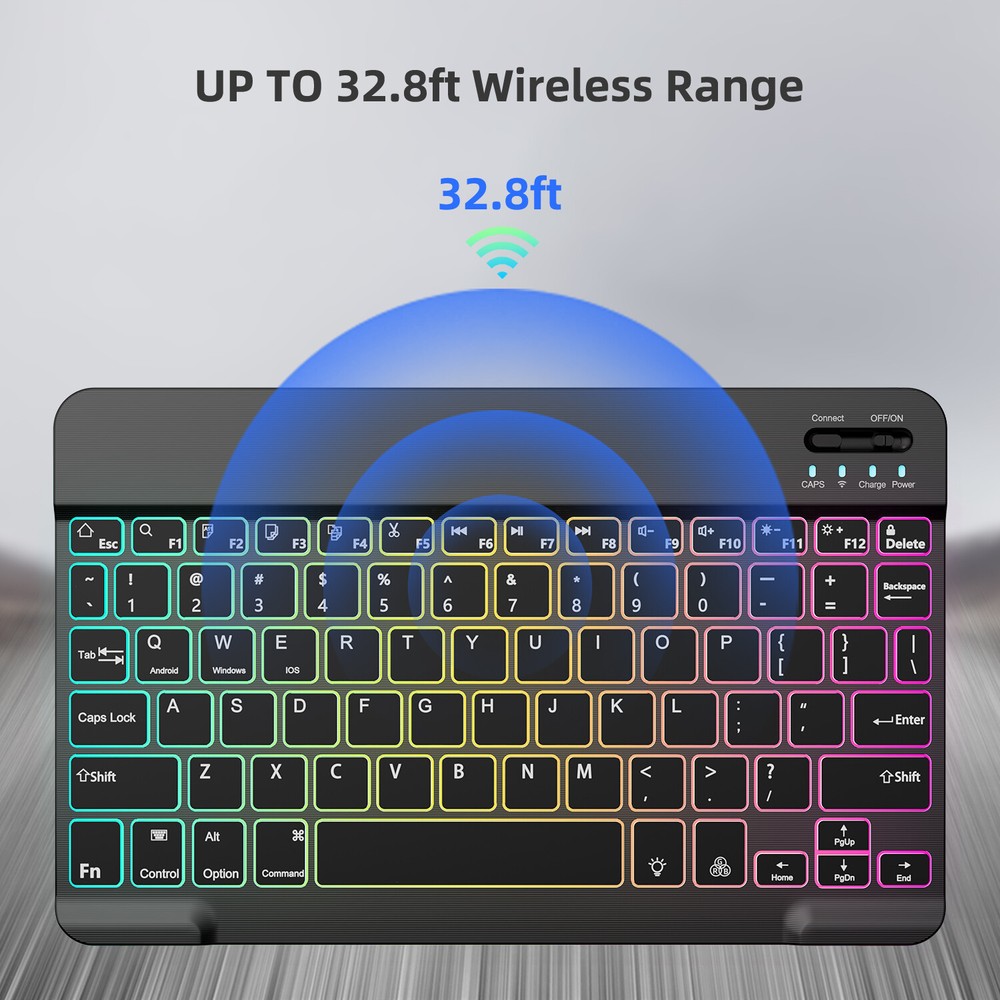 Universal RGB Backlit Keyboard and Mouse Combo - Wireless via Bluetooth for iPad