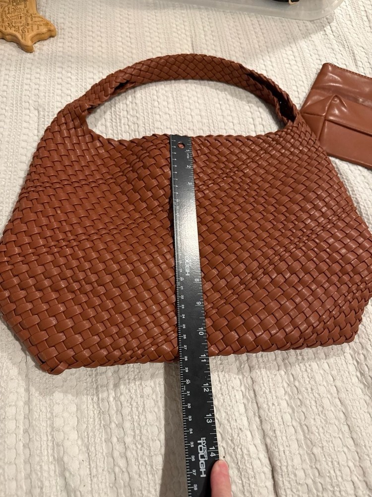 Vegan Leather Hand-Woven Tote Handbag