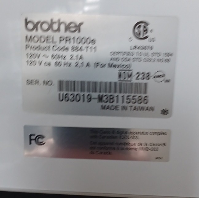 Brother PR1000e 10-Needle Single Head Electronic Control Embroidery Machine
