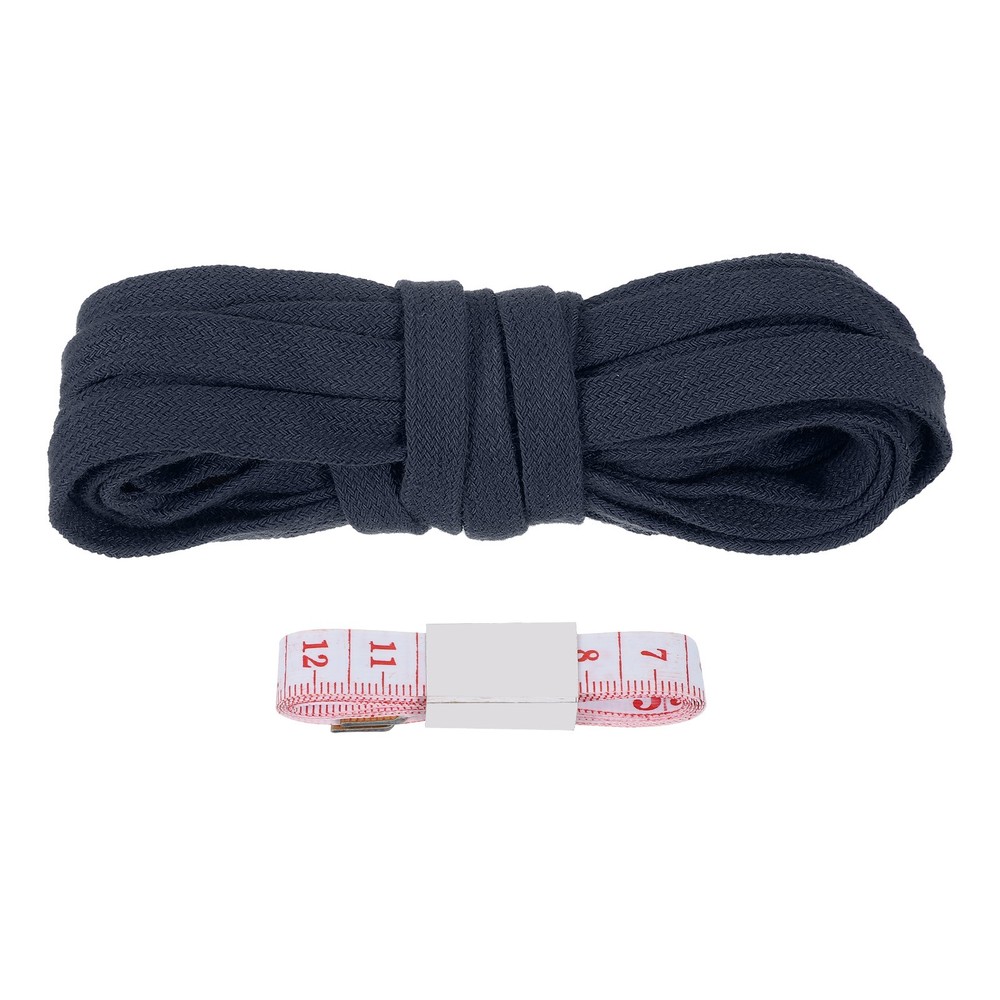 Flat Drawstring Cord 10mm x 5 Yd Replacement Flat Rope with Ruler Navy Blue