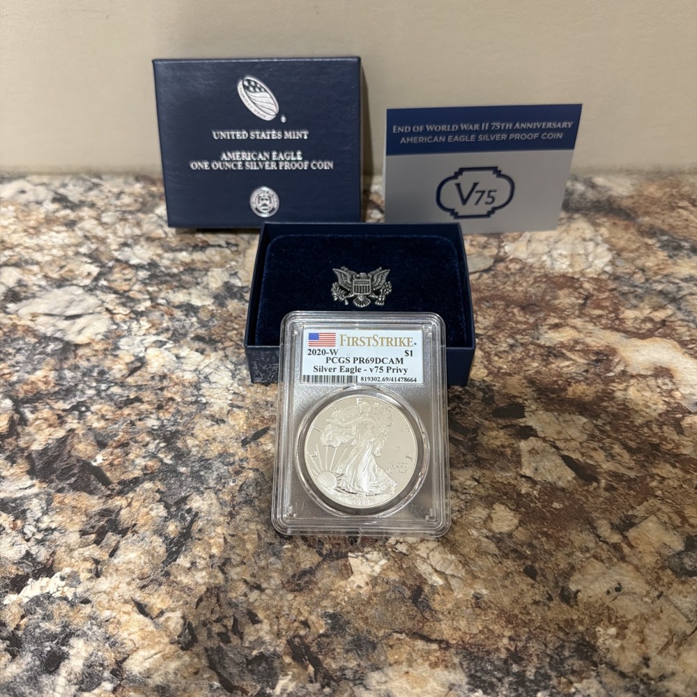2020-W $1 Silver Eagle v75 Privy First Strike PCGS PR69DCAM Silver Dollar