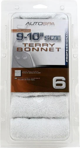 AutoSpa 45401AS Cotton Terry 9"-10" Polish Bonnet, 6 Pack