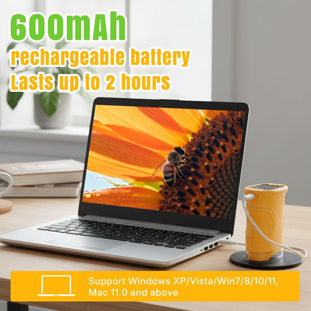 Mcbazel 1000X Handheld Digital Microscope for Kids, Small, Yellow