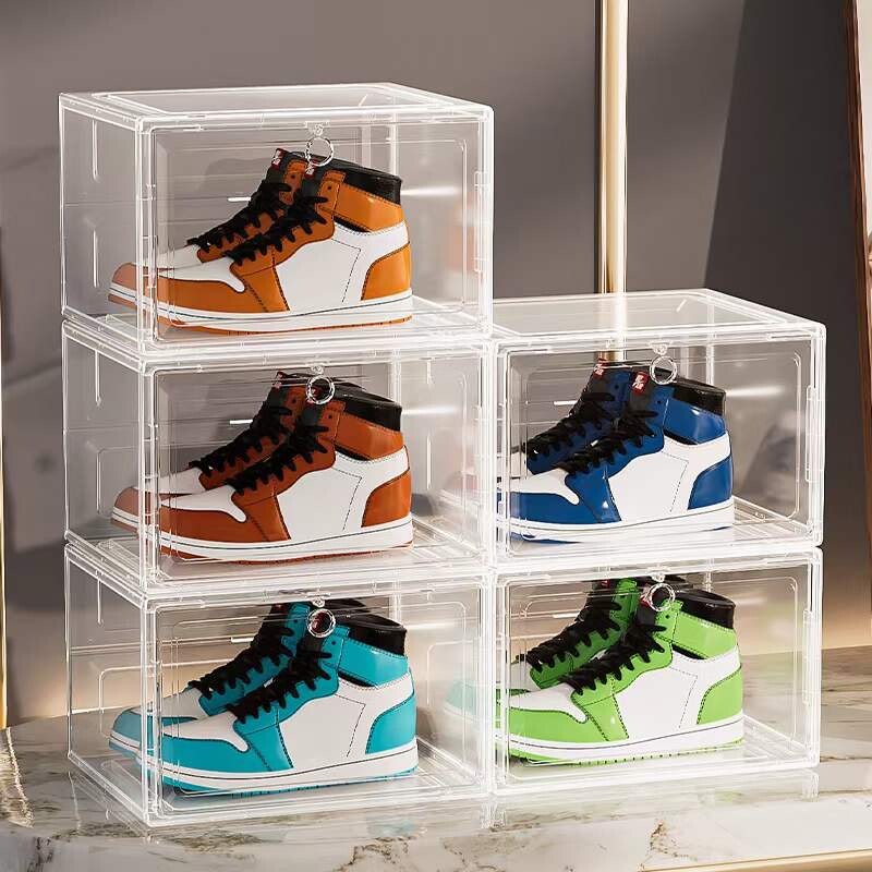 Magnetic Shoe Storage Box Drop Side/Front Sneaker Case Stackable Container XL