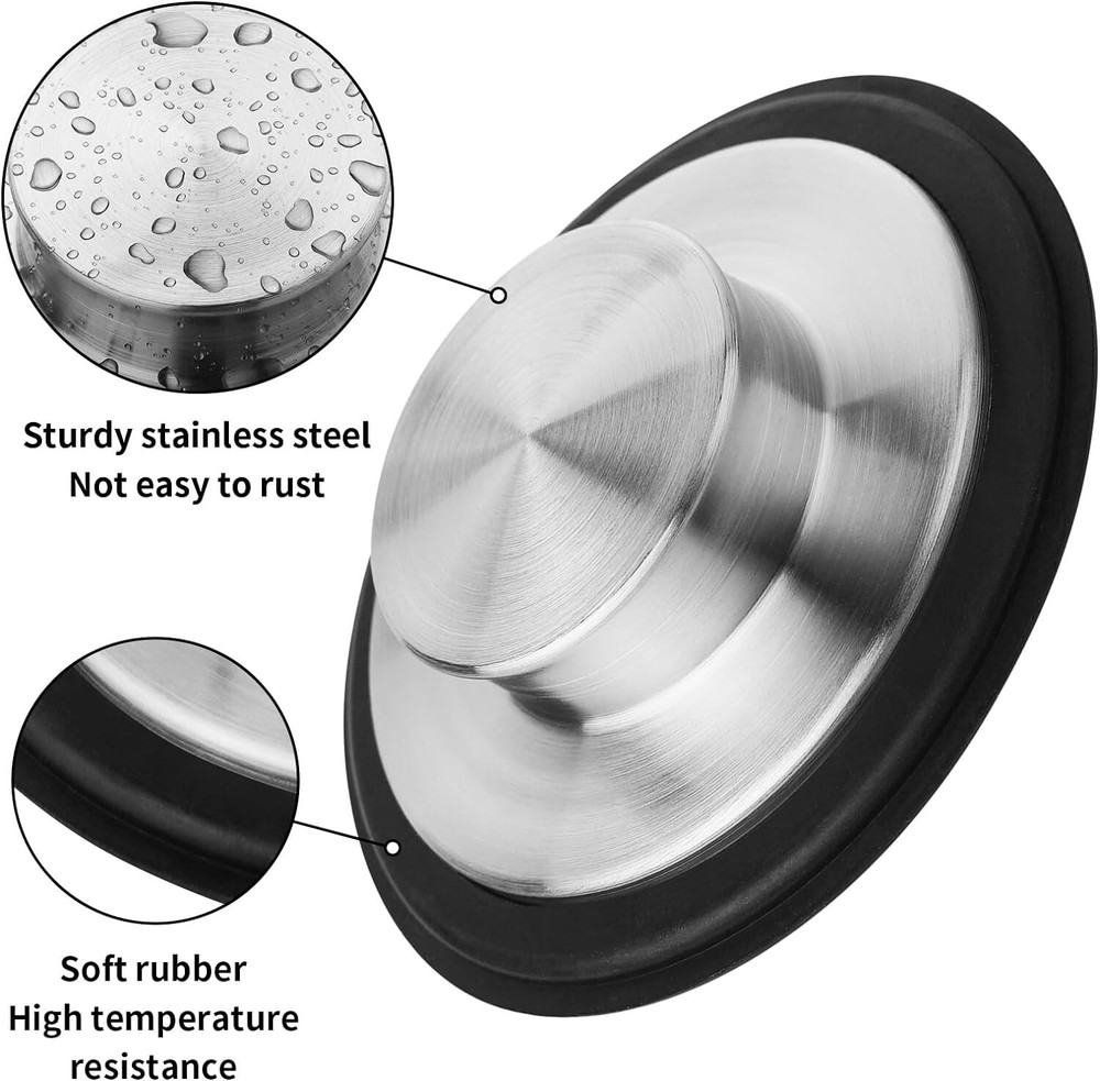 Universal Kitchen Sink Drain Stopper Stainless Steel Garbage Disposal Plug Fits