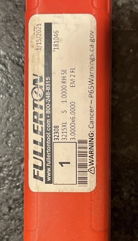 1” Solid Carbide End Mill X-Long 1 X 3 X 6 2FL Fullerton