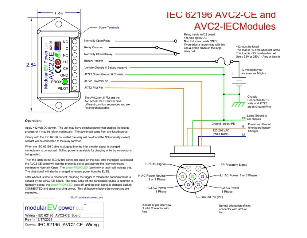 IEC 62196 Active Vehicle Control Board, AVC2-CE
