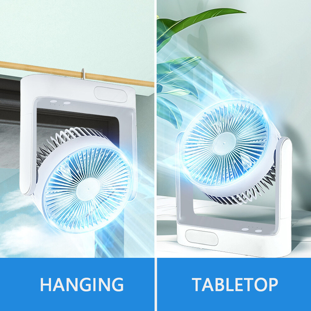 4in1 Solar Panel Powered Charging Table Fan with Light Rechargeable with 2 Bulbs