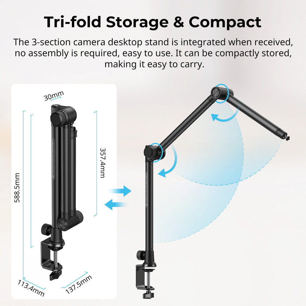 SmallRig Overhead 3-Section Desktop Camera Bracket Max Load to 4.4lbs 4324