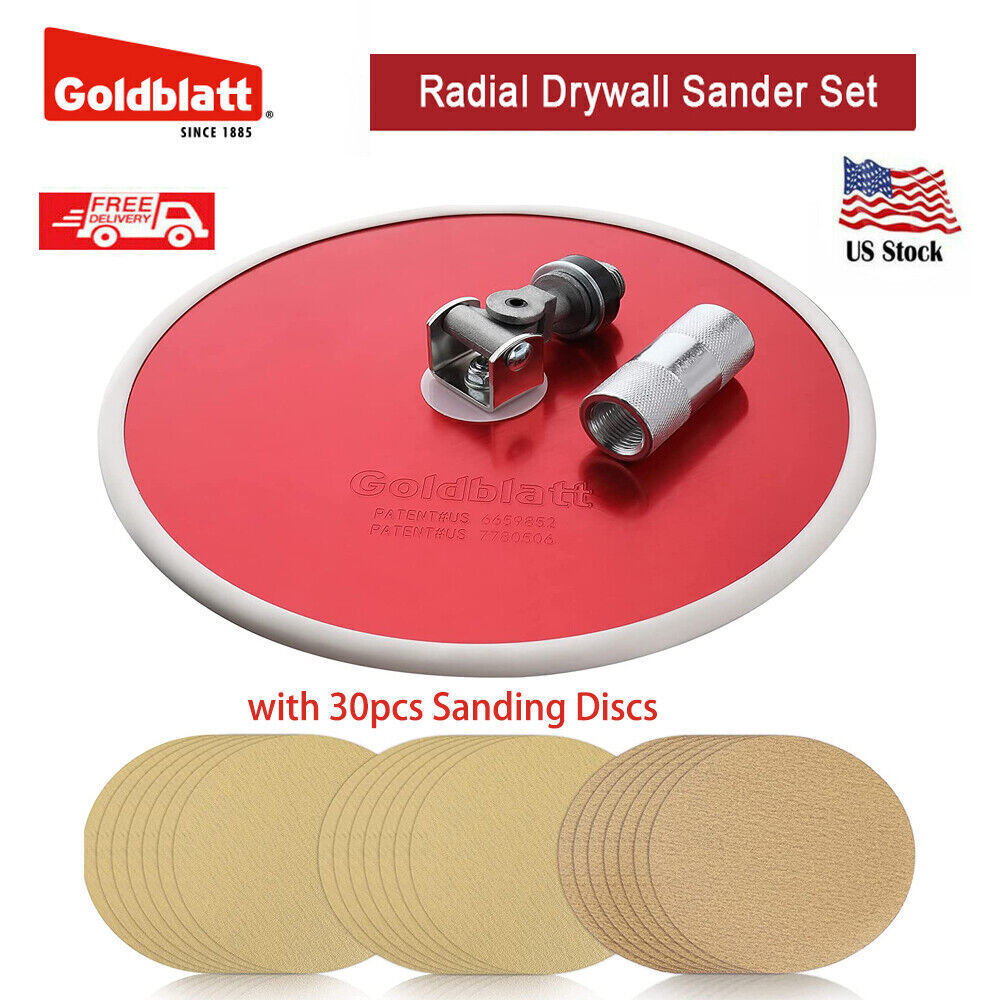 Goldblatt 9" Drywall Sander 80 x 100/180 Mixed Grit 30PC Sanding Discs-Hook Loop