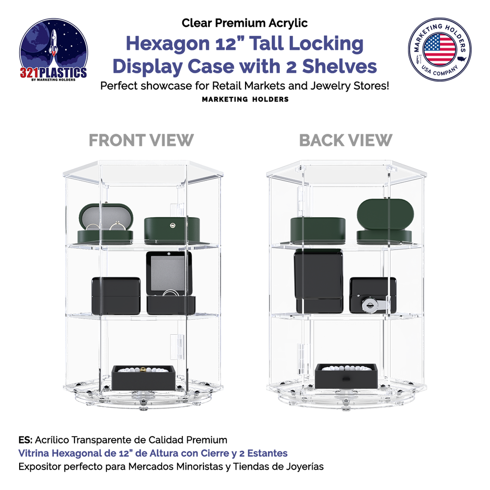 Spinning Acrylic Display Cabinet Clear Retail Locking Showcase