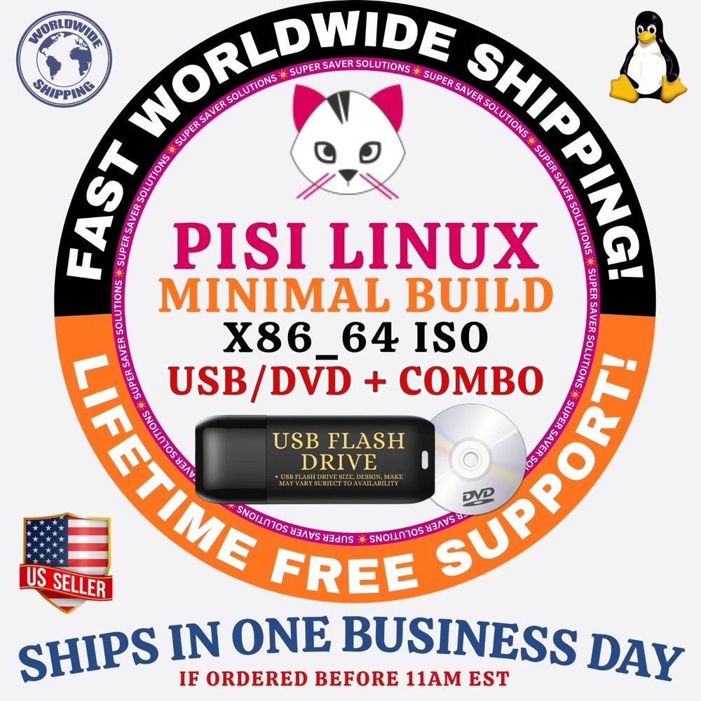 PISI LINUX OS | MINIMAL / KDE | DVD, USB, COMBOS | SHIPS FAST