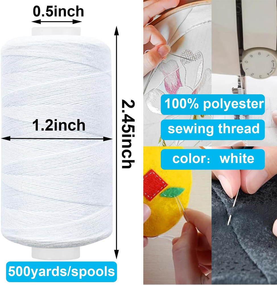 8 Spool Total 4000 Yards Sewing Thread (White and Black)