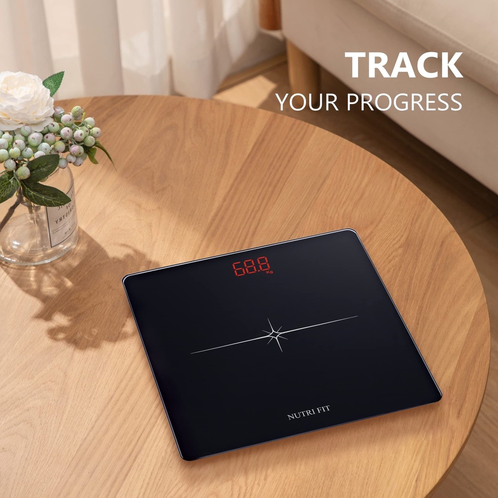 Digital Bathroom Scale Precision Step-On Technology LED Display 330lb Black