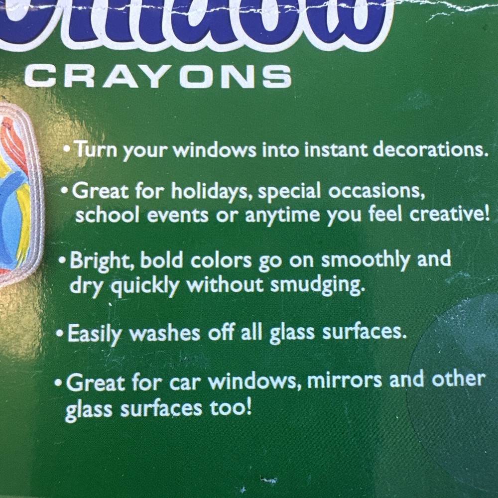 Window Crayons, Washable, 5/ST, Assorted OPEN BOX See Pics For Box Condition