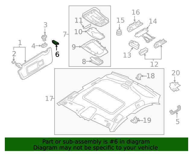 Genuine Audi Visor Lamp 4M0-947-105