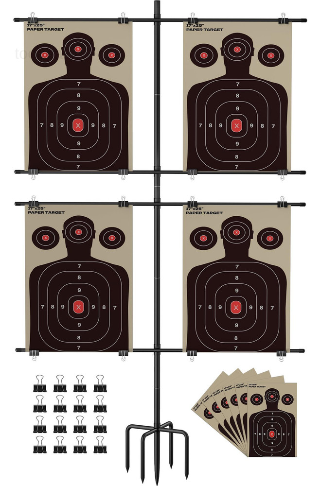 Adjustable 5-Prong Base Shooting Target Stand, Portable Medium, Black