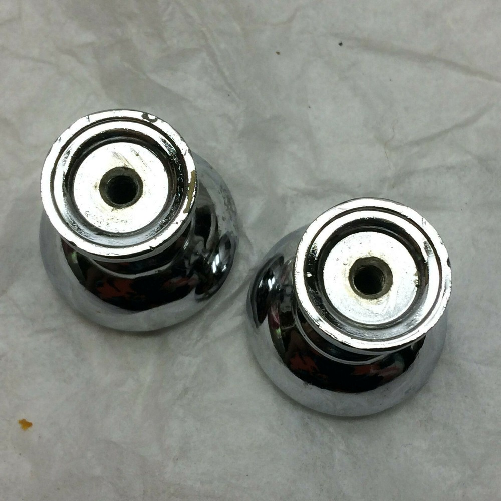 2 Vintage Drawer Knobs DIY Project Hardware Solid Cast Chrome Finish