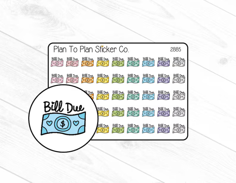 2885~~Bill Due Planner Stickers.