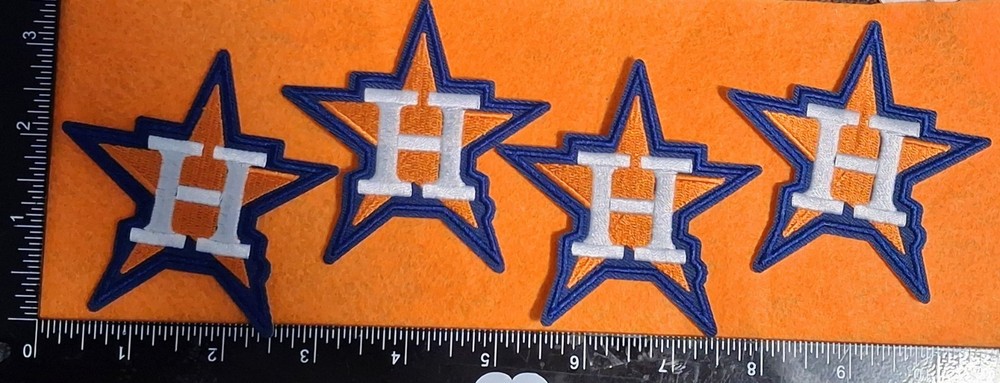 4 Qty HOUSTON ASTROS BASEBALL IRON ON PATCH